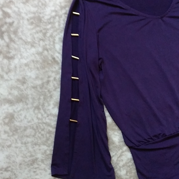 Another Reason Women's Long Sleeve Purple Blouse With Gold on Sleeves,size small - Picture 2 of 6